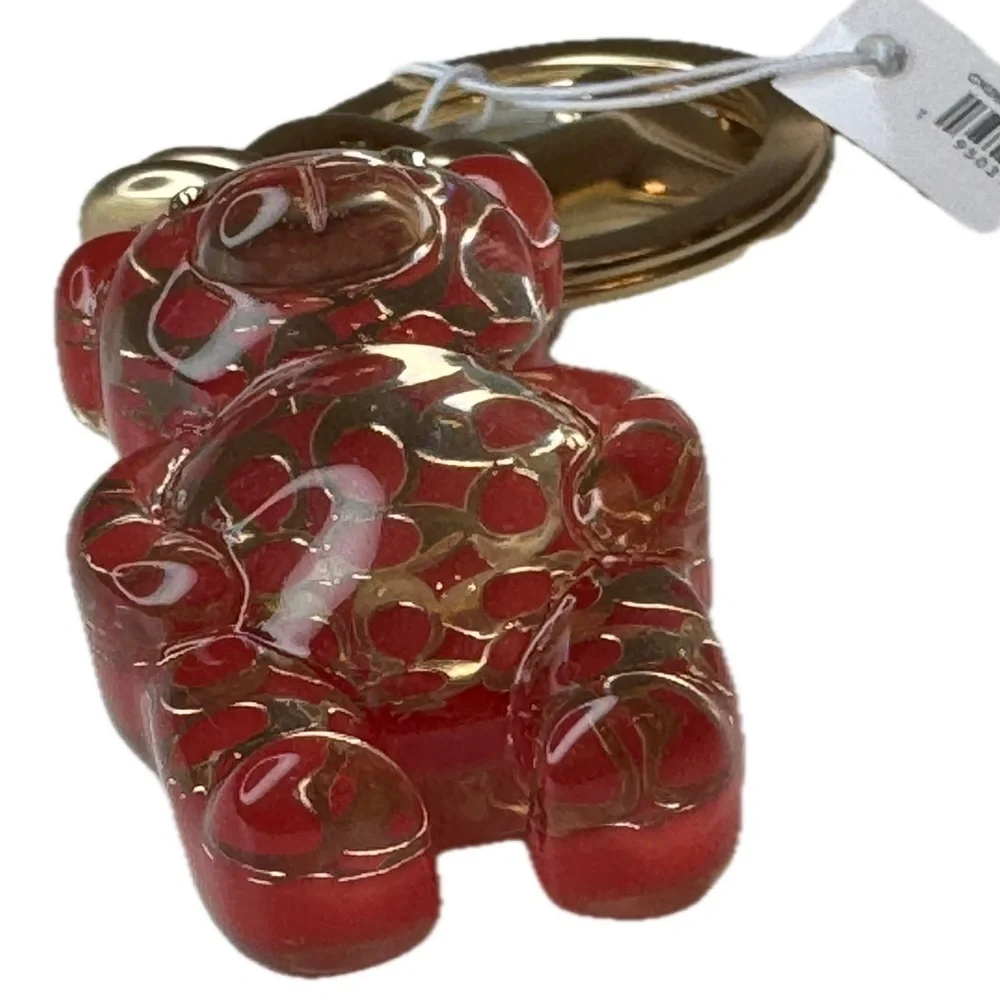 Coach Resin Gummy Bear Bag Charm Gold/Wine CK062 Keychain - Picture 10 of 16